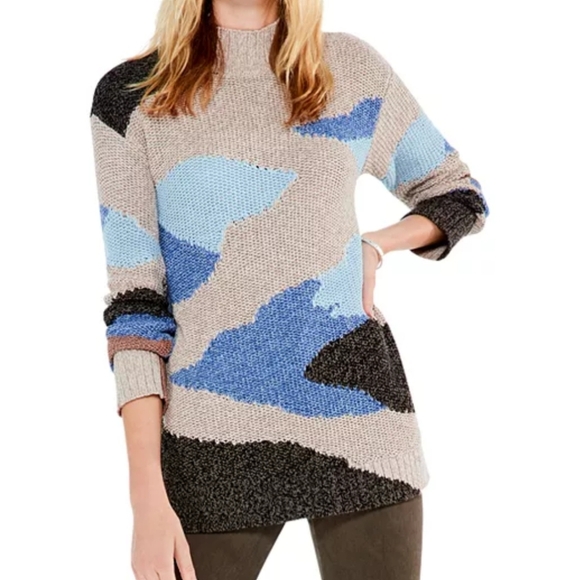 Nic+Zoe Winter Waves Colorful Boho Mock Neck Women's Sweater Fall - Picture 3 of 7